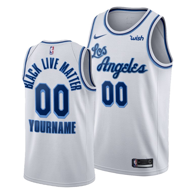 Men's Los Angeles Lakers Custom #00 NBA BLM Classic Social Justice White Basketball Jersey AFQ5083NO